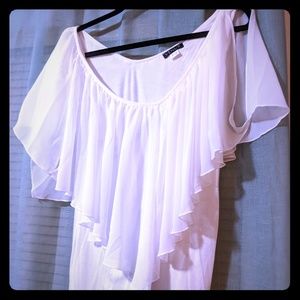 White shirt with flowey neckline